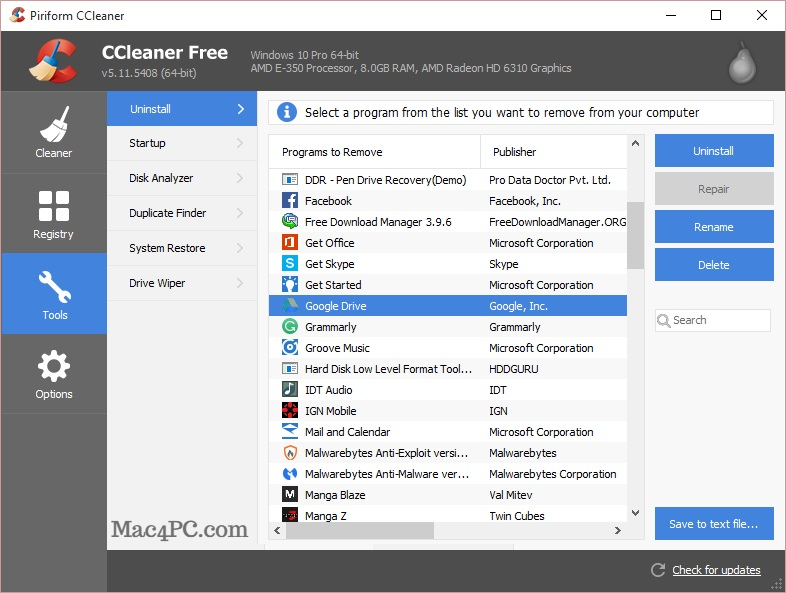 what is disk utility in ccleaner